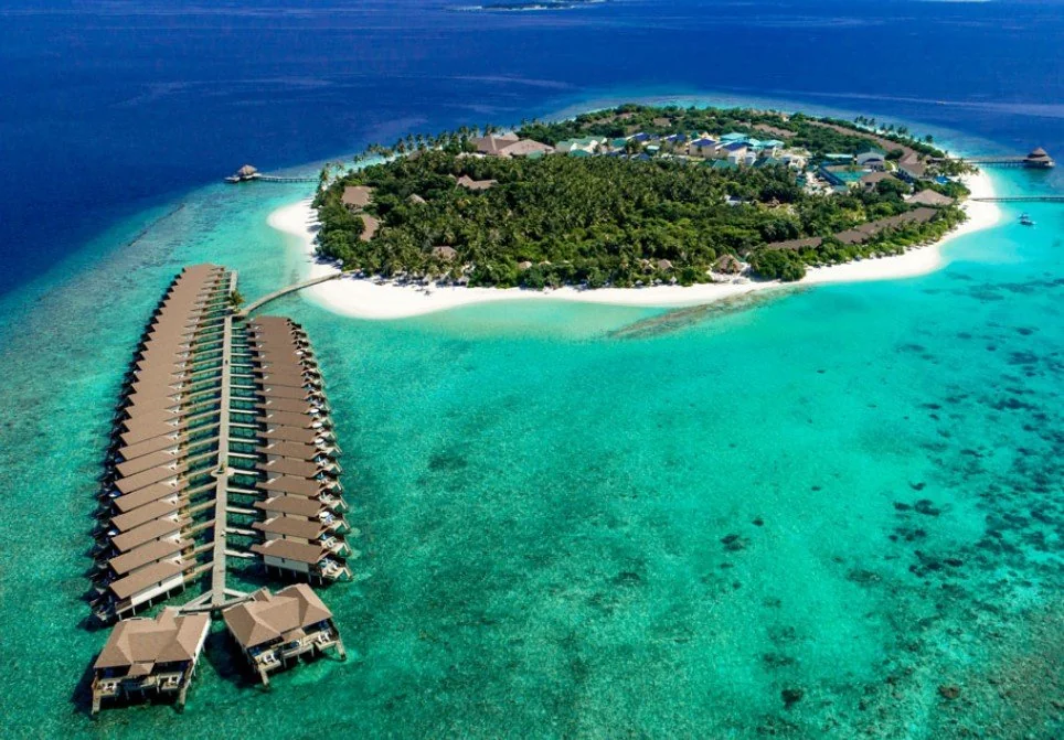 Aerial view of Reethi Faru Resort