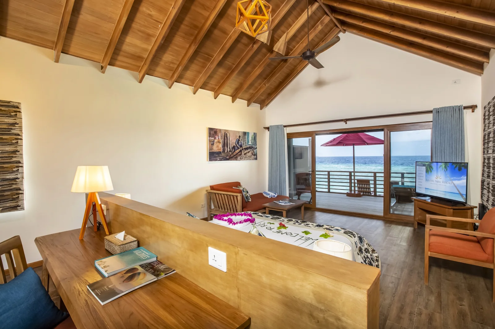 Water villa interior at Reethi Faru Resort