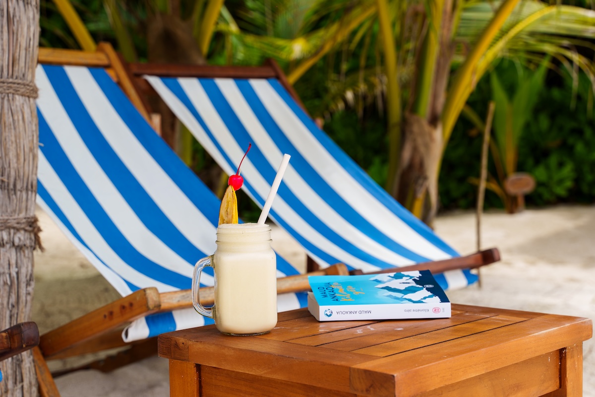 Quiet beach loungers at Reethi Faru