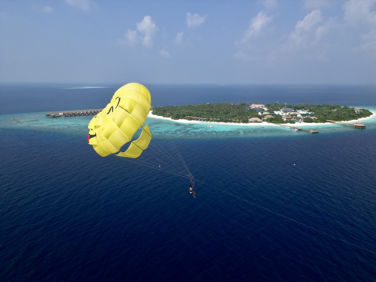 Parasail above a Maldivian island