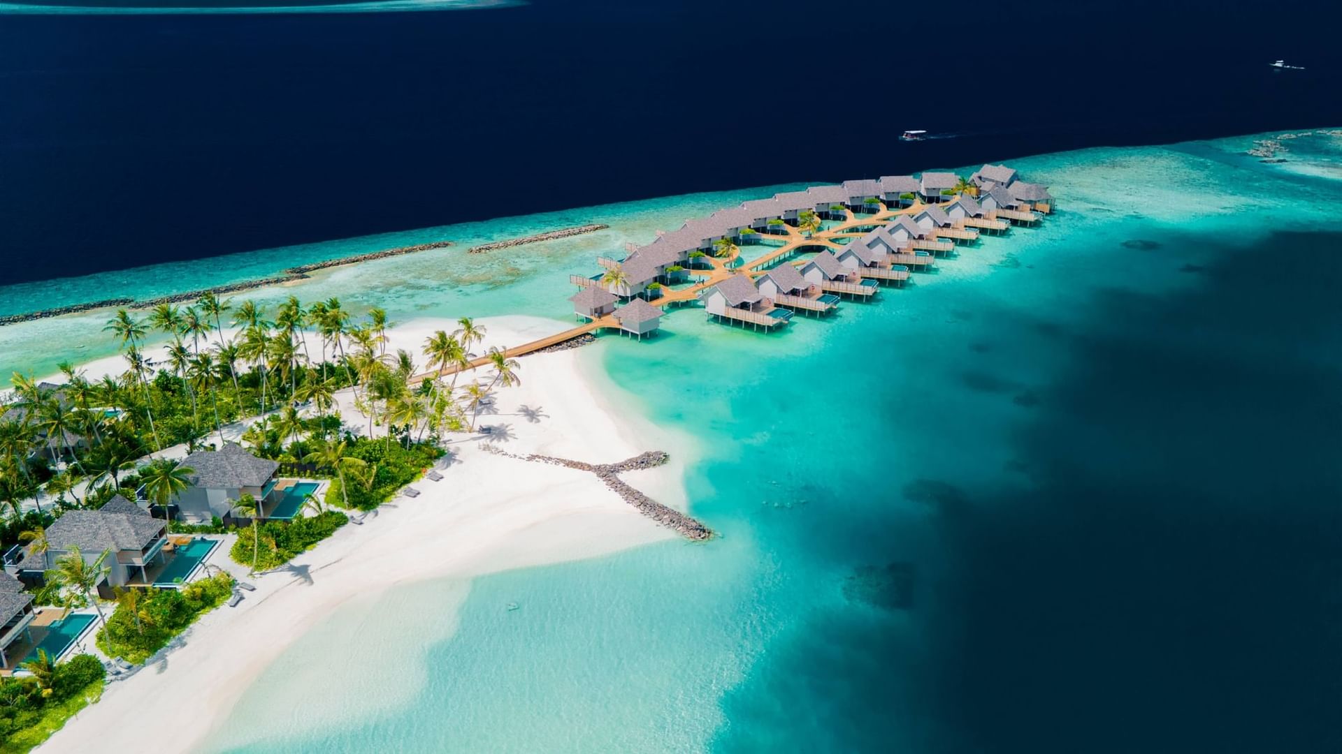 Aerial view of the two Ananea Madivaru islands