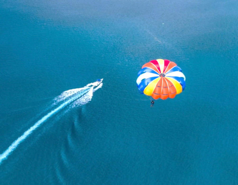 Colourful parasail above the ocean